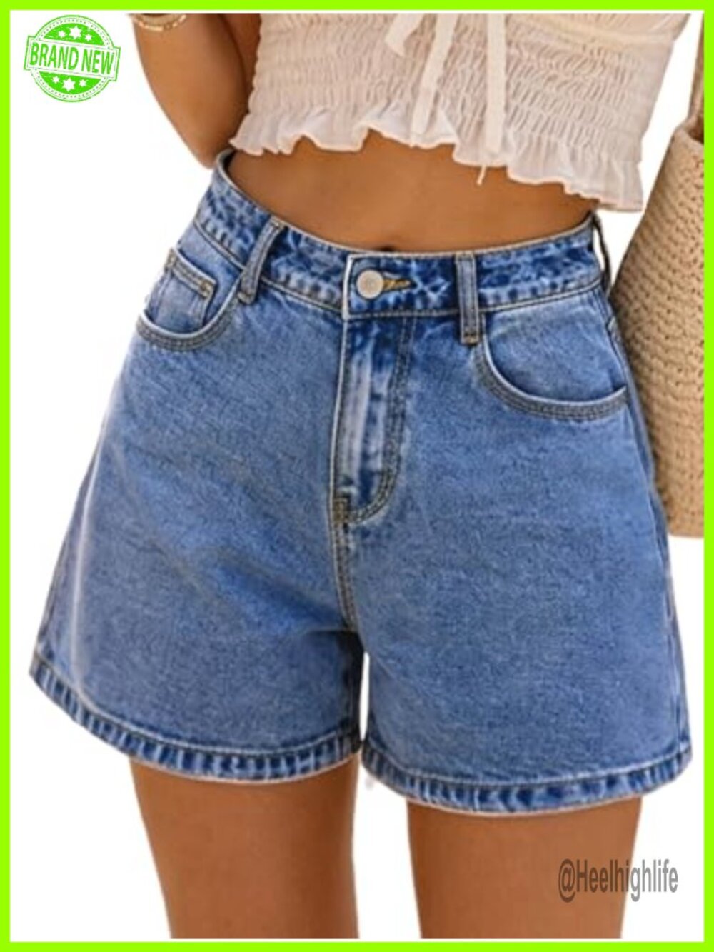 High Waisted A-Line Baggy Jean Shorts for Women Casual Summer Bermuda Jorts